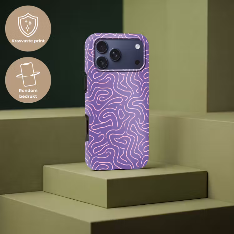 Telefoonhoesje Toughcase - Paars - Roze - Abstract - Lijnen - Doolhof - Patroon — 7