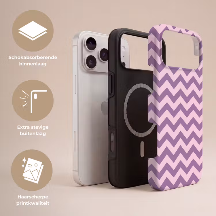 Telefoonhoesje Toughcase - Paars - Roze - Geometrisch - Chevron - Zigzag - Patroon — 3