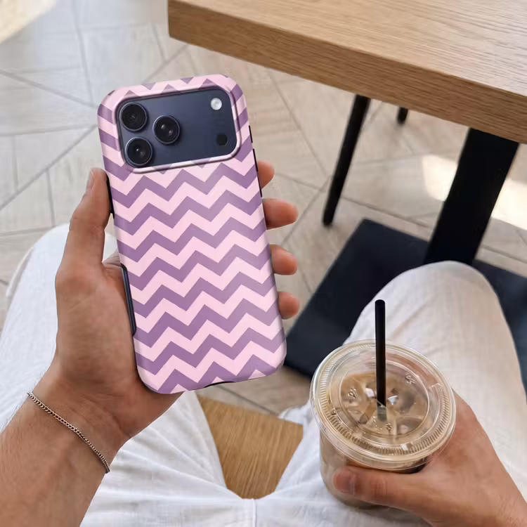 Telefoonhoesje Toughcase - Paars - Roze - Geometrisch - Chevron - Zigzag - Patroon — 4