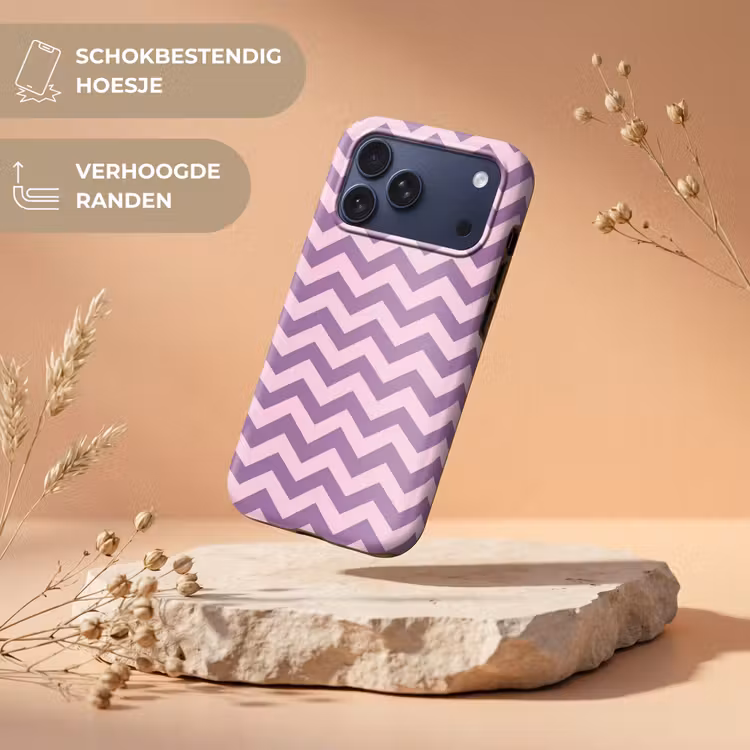 Telefoonhoesje Toughcase - Paars - Roze - Geometrisch - Chevron - Zigzag - Patroon — 5