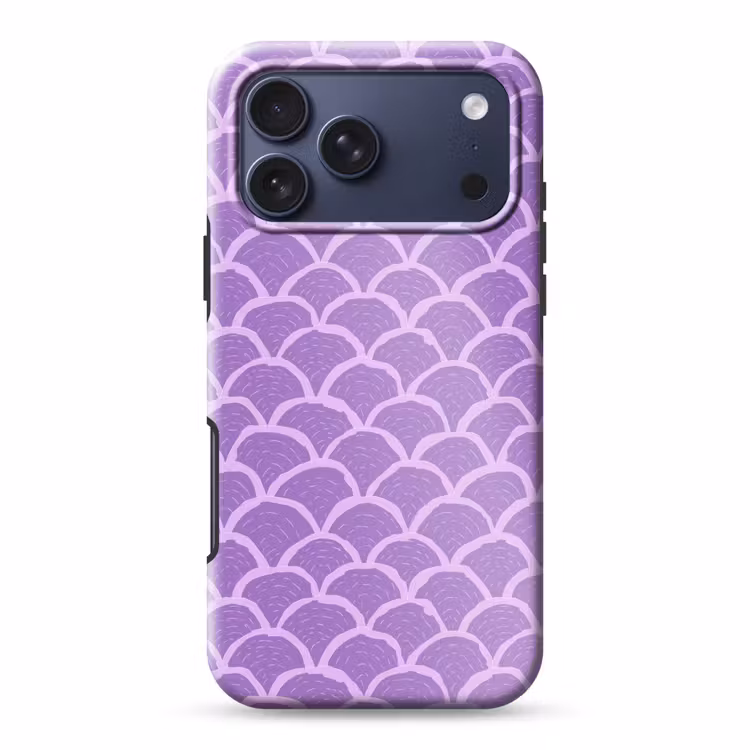 Telefoonhoesje Toughcase - Paars - Schubber - Schelpen - Handgetekend - Patroon — 1