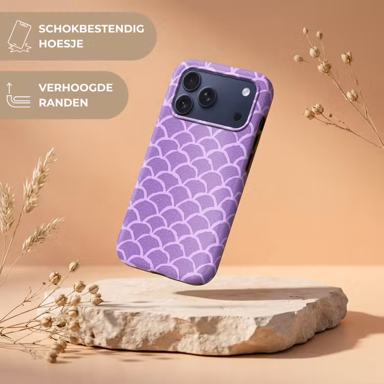 Telefoonhoesje Toughcase - Paars - Schubber - Schelpen - Handgetekend - Patroon — 5
