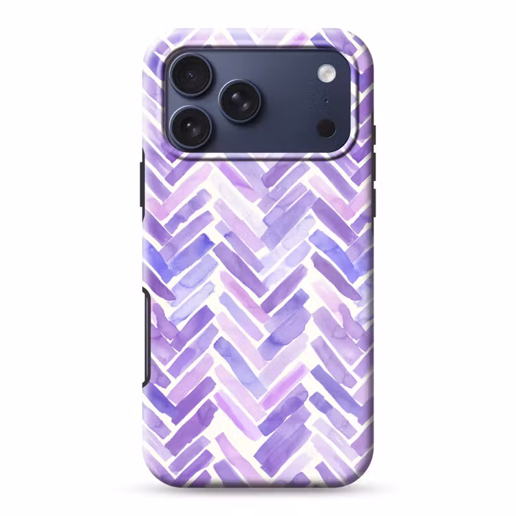 Telefoonhoesje Toughcase - Paars - Visgraat - Aquarel - Penseelstreken - Patroon — 1
