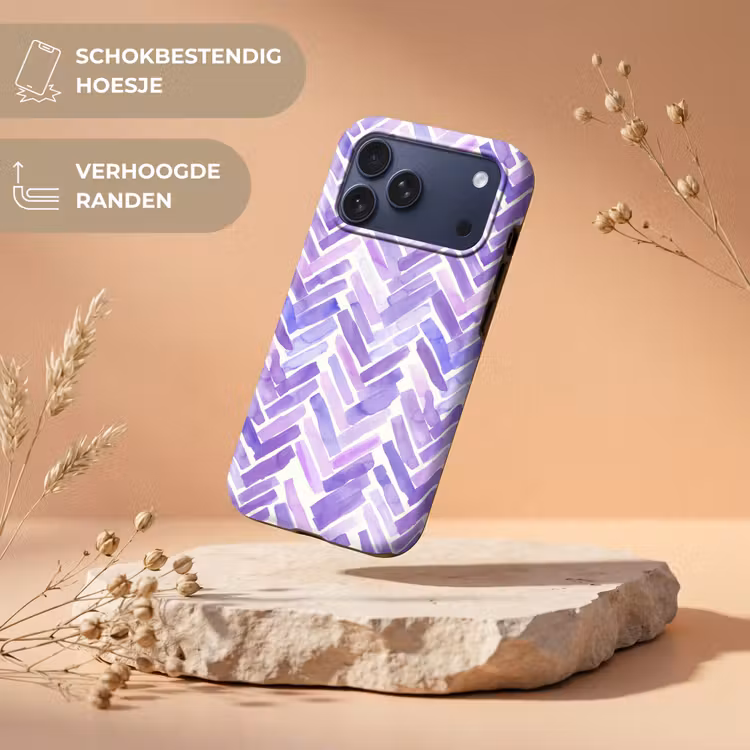 Telefoonhoesje Toughcase - Paars - Visgraat - Aquarel - Penseelstreken - Patroon — 5