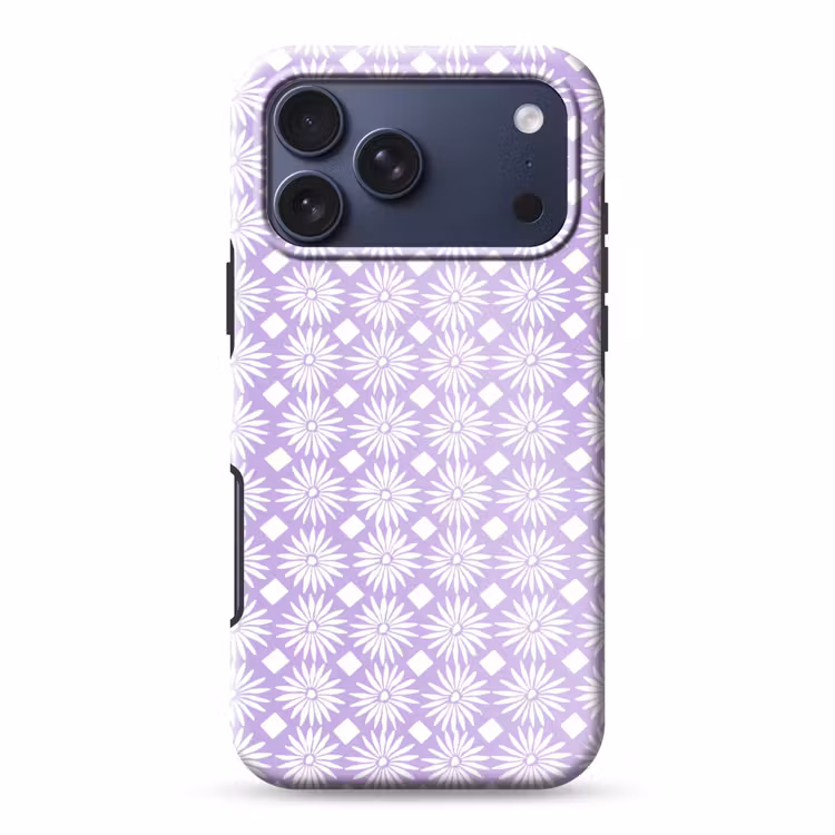 Telefoonhoesje Toughcase - Lila - Botanisch - Bloemen - Margrieten - Patroon — 1