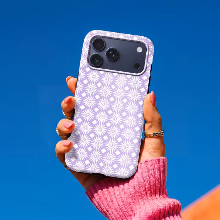 Telefoonhoesje Toughcase - Lila - Botanisch - Bloemen - Margrieten - Patroon — 2