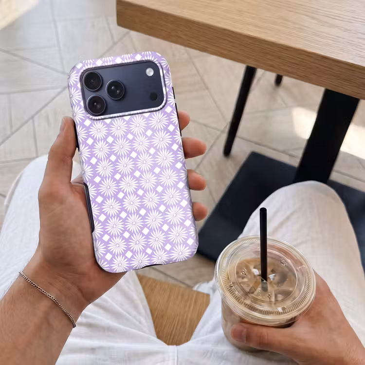 Telefoonhoesje Toughcase - Lila - Botanisch - Bloemen - Margrieten - Patroon — 4