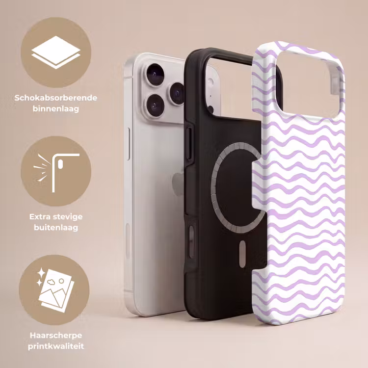 Telefoonhoesje Toughcase - Lila - Geometrisch - Golfjes - Lijnen - Patroon — 3