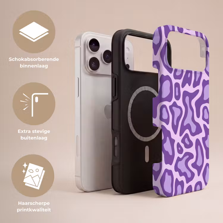 Telefoonhoesje Toughcase - Paars - Abstract - Luipaard - Vlekken - Groovy - Patroon — 3