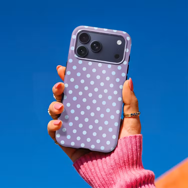 Telefoonhoesje Toughcase - Paars - Blauw - Geometrisch - Stippen - Polka Dot - Patroon — 2