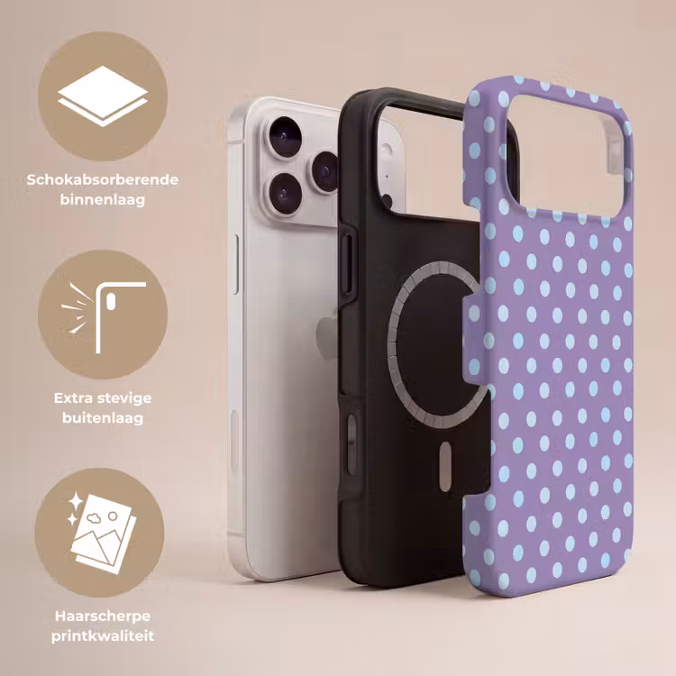 Telefoonhoesje Toughcase - Paars - Blauw - Geometrisch - Stippen - Polka Dot - Patroon — 3