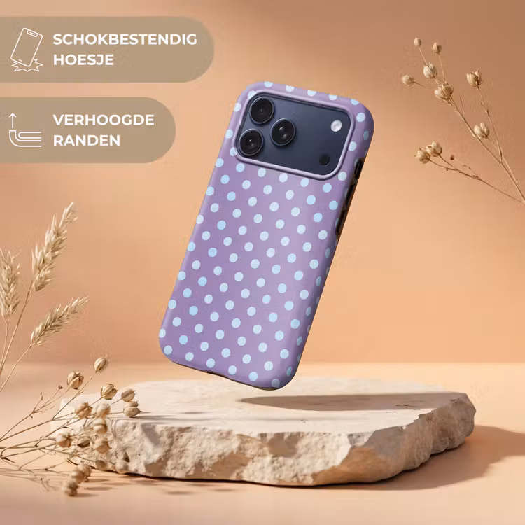 Telefoonhoesje Toughcase - Paars - Blauw - Geometrisch - Stippen - Polka Dot - Patroon — 5