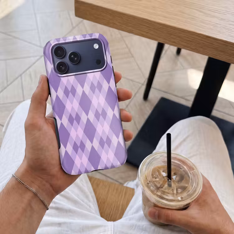 Telefoonhoesje Toughcase - Paars - Geometrisch - Ruiten - Argyle - Patroon — 4