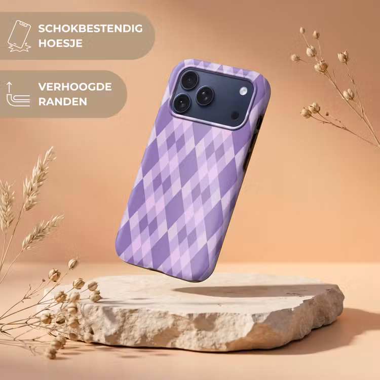 Telefoonhoesje Toughcase - Paars - Geometrisch - Ruiten - Argyle - Patroon — 5