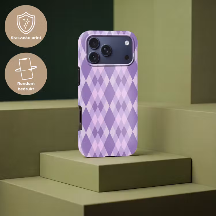Telefoonhoesje Toughcase - Paars - Geometrisch - Ruiten - Argyle - Patroon — 7