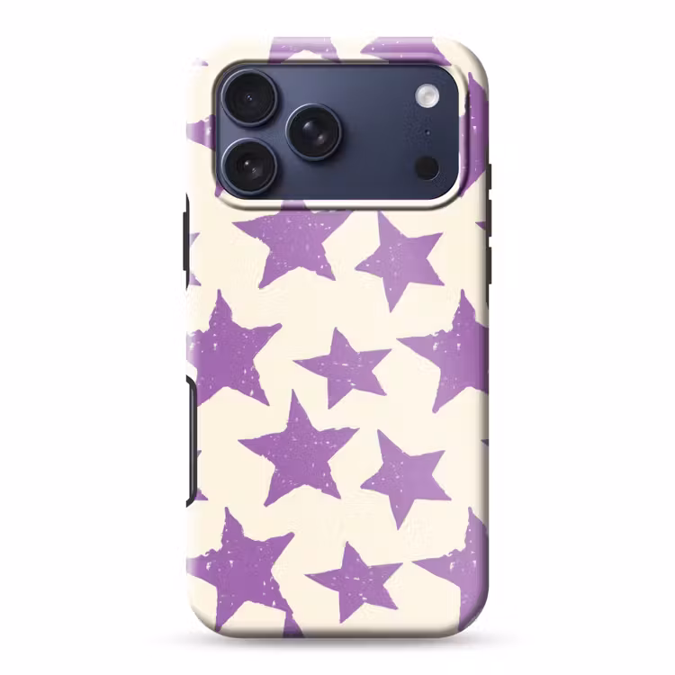 Telefoonhoesje Toughcase - Paars - Geometrisch - Sterren - Stempel - Patroon — 1