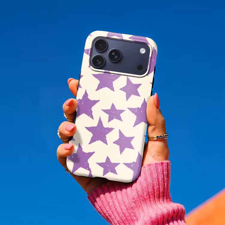 Telefoonhoesje Toughcase - Paars - Geometrisch - Sterren - Stempel - Patroon — 2