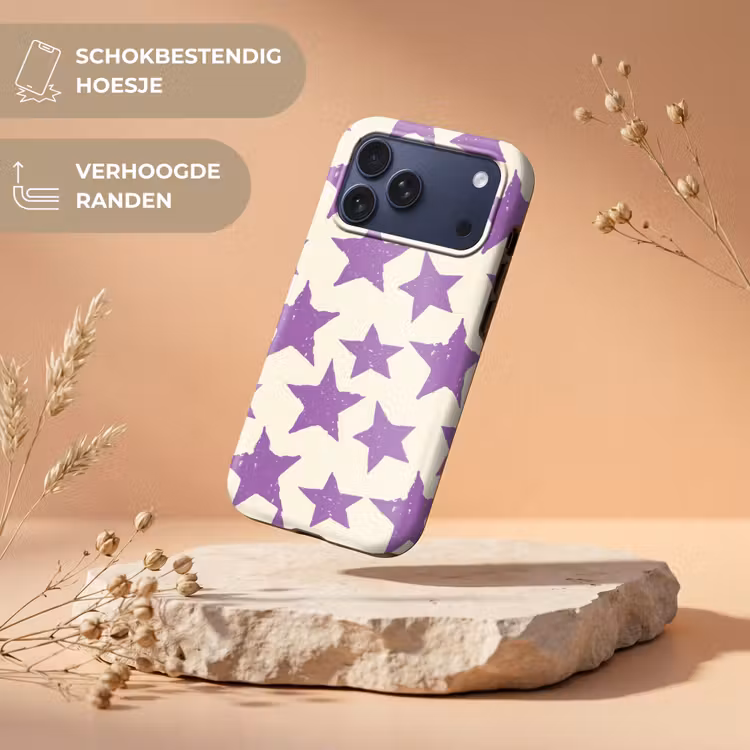 Telefoonhoesje Toughcase - Paars - Geometrisch - Sterren - Stempel - Patroon — 5