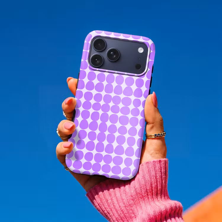 Telefoonhoesje Toughcase - Paars - Geometrisch - Stippen - Polka Dot - Patroon — 2