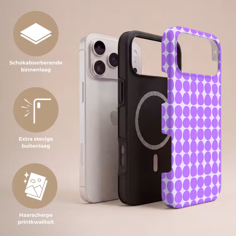 Telefoonhoesje Toughcase - Paars - Geometrisch - Stippen - Polka Dot - Patroon — 3