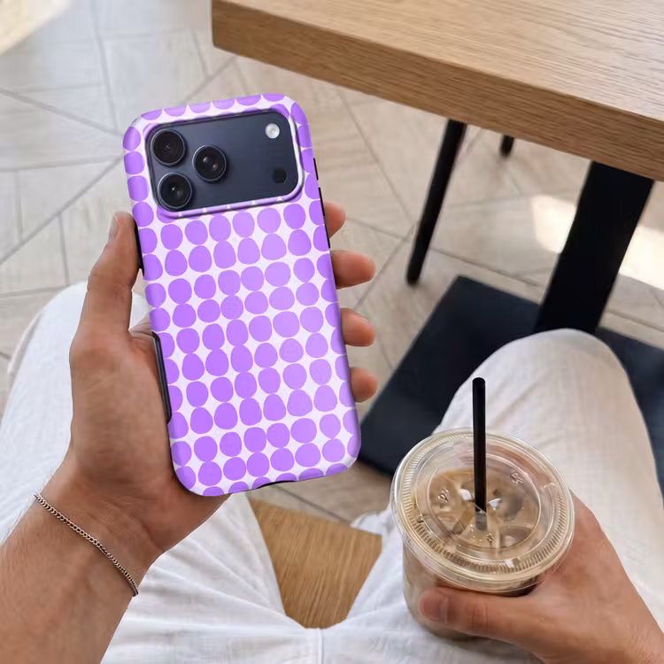 Telefoonhoesje Toughcase - Paars - Geometrisch - Stippen - Polka Dot - Patroon — 4