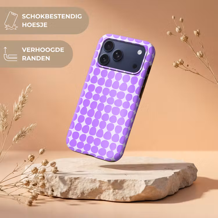 Telefoonhoesje Toughcase - Paars - Geometrisch - Stippen - Polka Dot - Patroon — 5