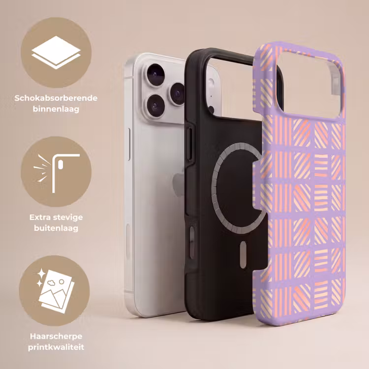 Telefoonhoesje Toughcase - Paars - Roze - Geometrisch - Strepen - Blokken - Patroon — 3