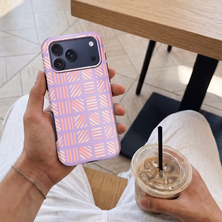 Telefoonhoesje Toughcase - Paars - Roze - Geometrisch - Strepen - Blokken - Patroon — 4