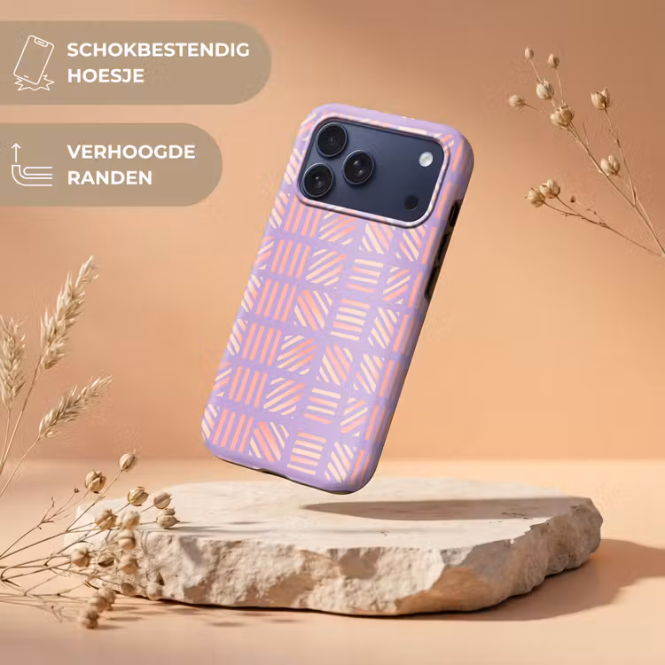 Telefoonhoesje Toughcase - Paars - Roze - Geometrisch - Strepen - Blokken - Patroon — 5
