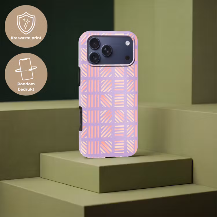 Telefoonhoesje Toughcase - Paars - Roze - Geometrisch - Strepen - Blokken - Patroon — 7
