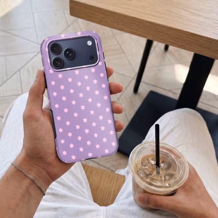 Telefoonhoesje Toughcase - Paars - Roze - Sterren - Geometrisch - Patroon — 4
