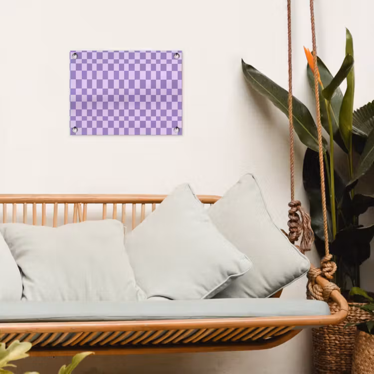Tuinposter - Paars - Geometrisch - Dambord - Blokken - Patroon — 5