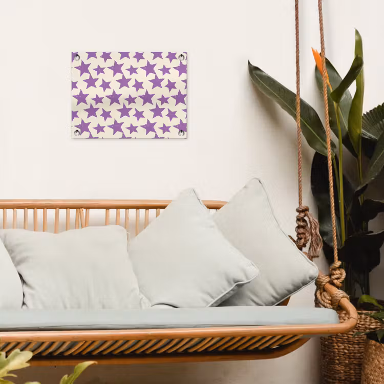 Tuinposter - Paars - Geometrisch - Sterren - Stempel - Patroon — 5