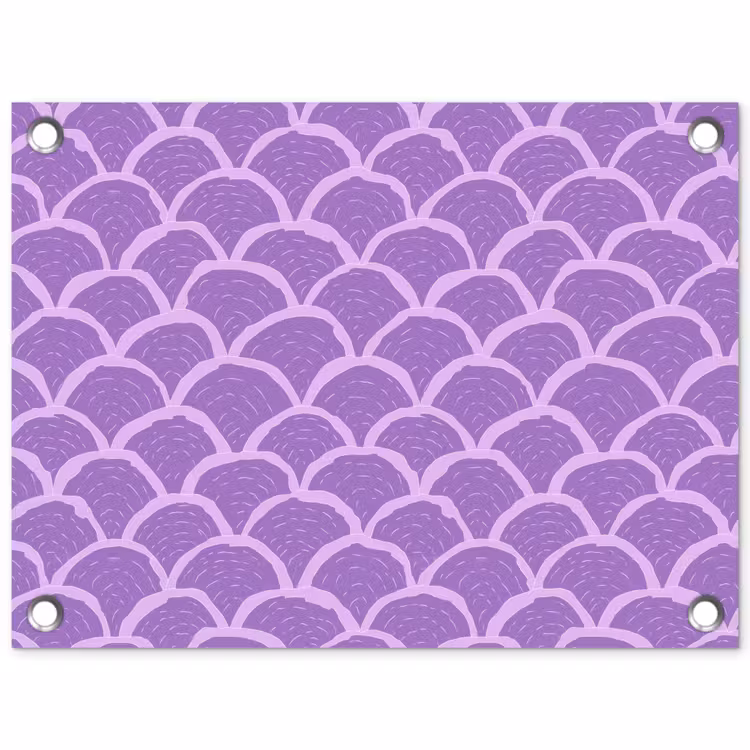 Tuinposter - Paars - Schubber - Schelpen - Handgetekend - Patroon — 1