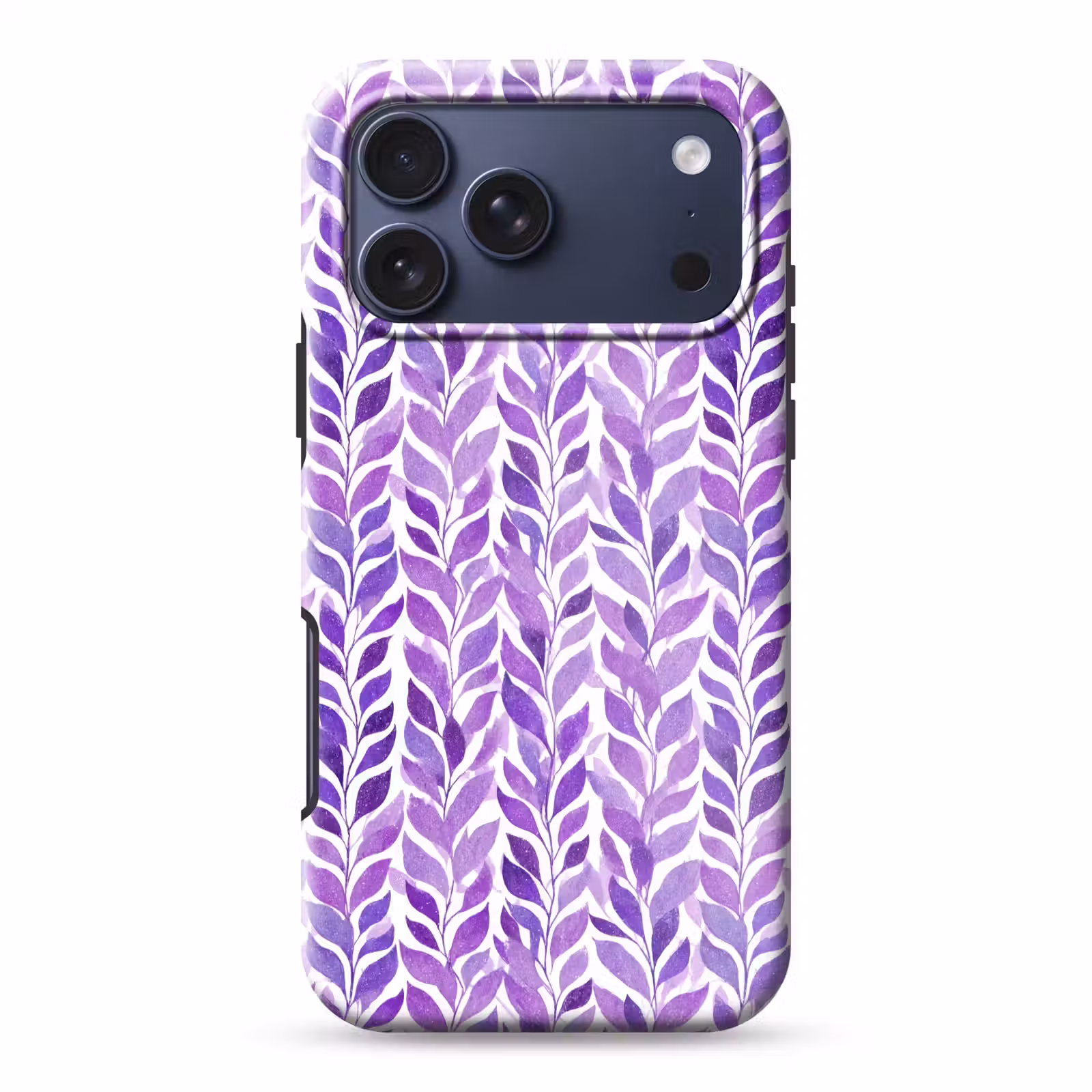 Telefoonhoesje Toughcase - Paars - Botanisch - Bladeren - Aquarel - Takken - Patroon — 1