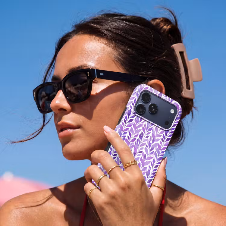 Telefoonhoesje Toughcase - Paars - Botanisch - Bladeren - Aquarel - Takken - Patroon — 6