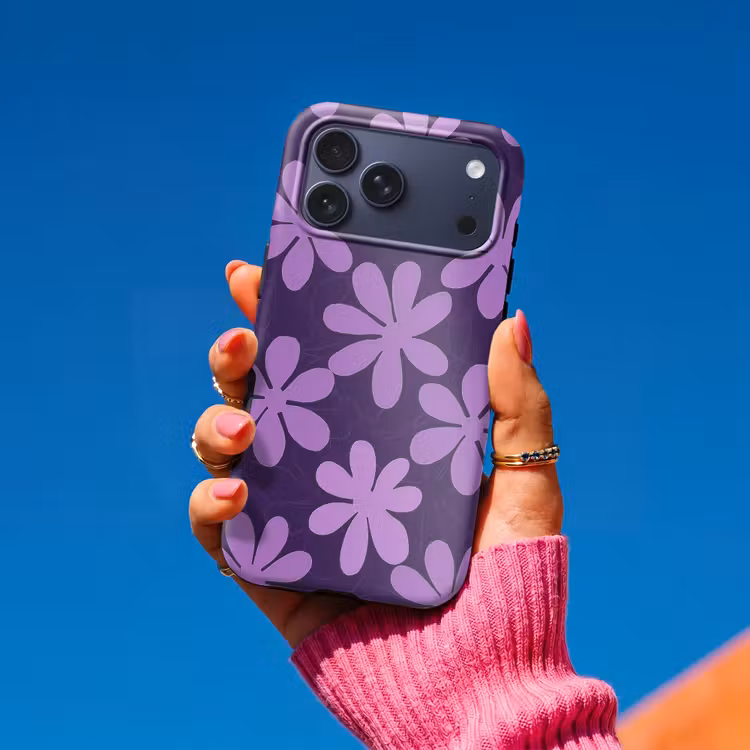 Telefoonhoesje Toughcase - Paars - Botanisch - Bloemen - Retro - Patroon — 2