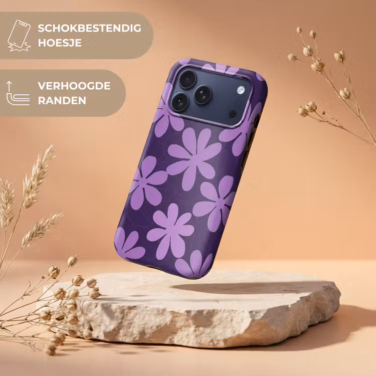 Telefoonhoesje Toughcase - Paars - Botanisch - Bloemen - Retro - Patroon — 5