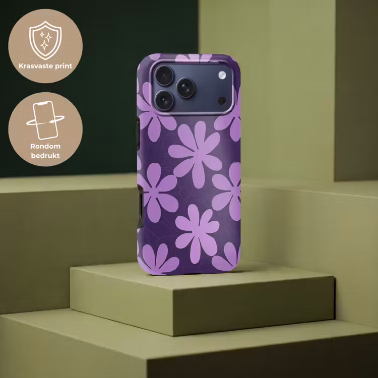 Telefoonhoesje Toughcase - Paars - Botanisch - Bloemen - Retro - Patroon — 7