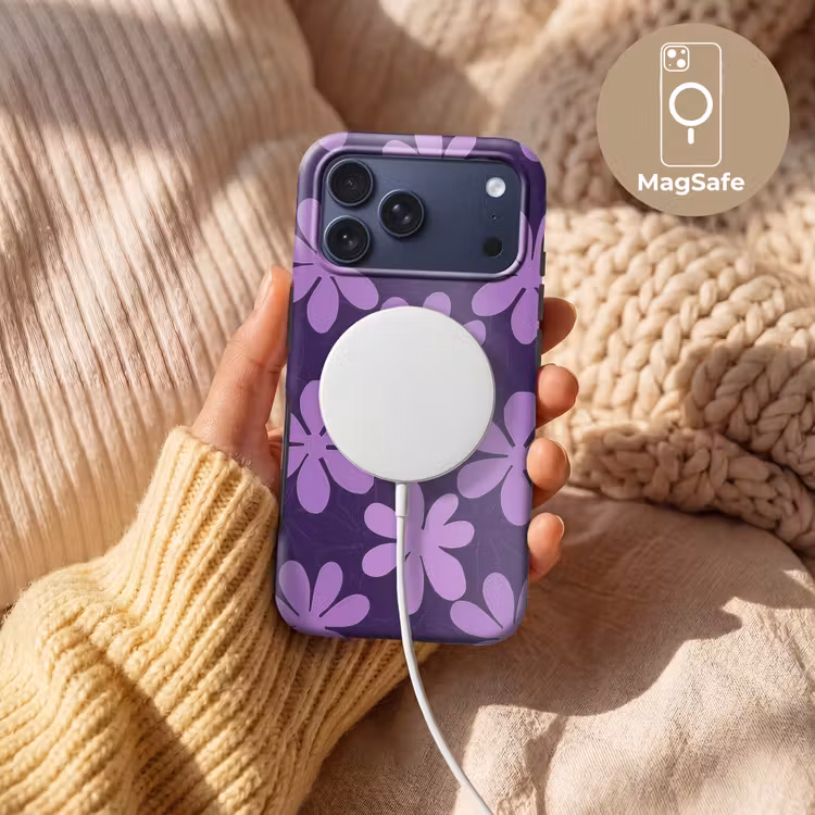 Telefoonhoesje Toughcase - Paars - Botanisch - Bloemen - Retro - Patroon — 8