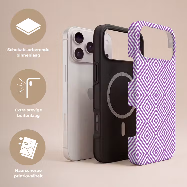 Telefoonhoesje Toughcase - Paars - Geometrisch - Ruiten - Concentrisch - Patroon — 3