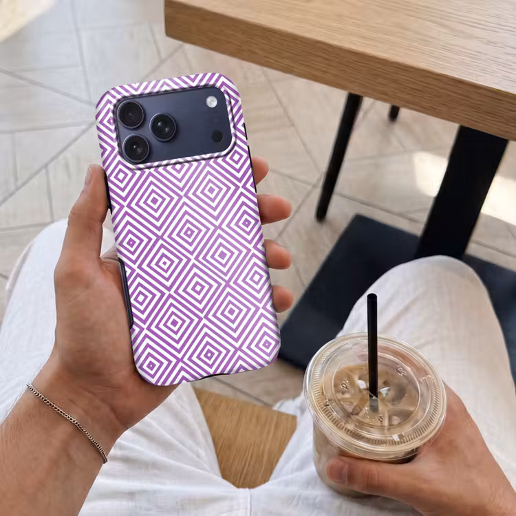 Telefoonhoesje Toughcase - Paars - Geometrisch - Ruiten - Concentrisch - Patroon — 4