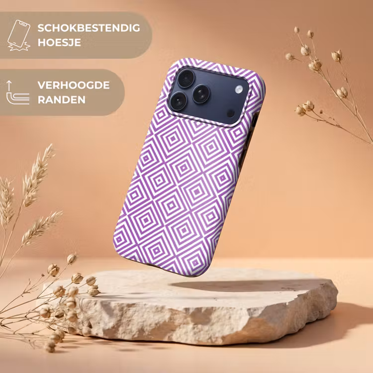 Telefoonhoesje Toughcase - Paars - Geometrisch - Ruiten - Concentrisch - Patroon — 5