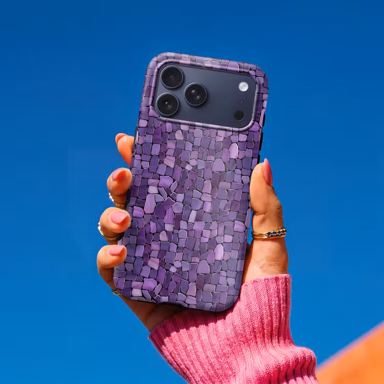 Telefoonhoesje Toughcase - Paars - Mozaïek - Scherven - Steen - Patroon — 2