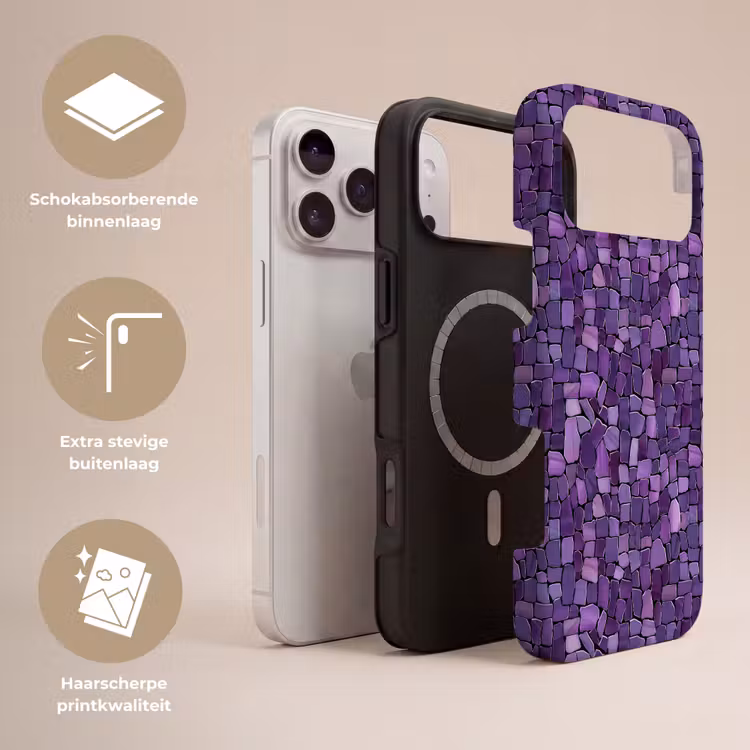 Telefoonhoesje Toughcase - Paars - Mozaïek - Scherven - Steen - Patroon — 3