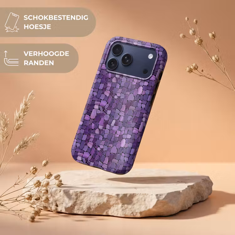Telefoonhoesje Toughcase - Paars - Mozaïek - Scherven - Steen - Patroon — 5