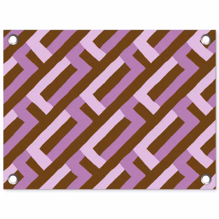 Tuinposter - Bruin - Roze - Geometrisch - Meander - Patroon — 1