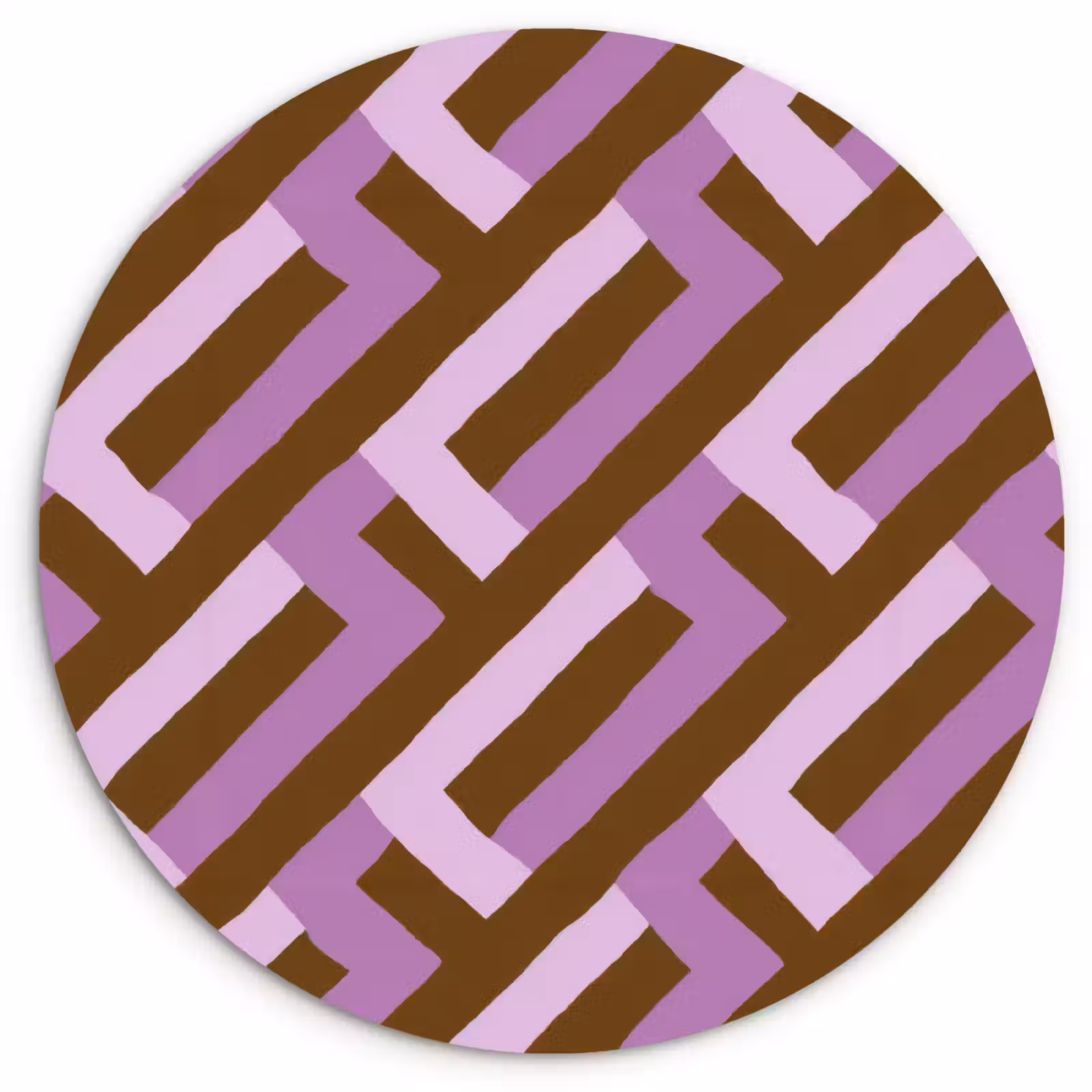 Wandcirkel - Glas - Bruin - Roze - Geometrisch - Meander - Patroon — 1