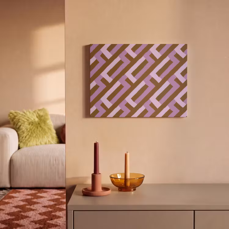 Akoestisch schilderij - Bruin - Roze - Geometrisch - Meander - Patroon — 2