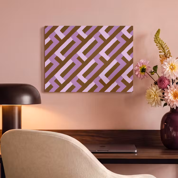 Akoestisch schilderij - Bruin - Roze - Geometrisch - Meander - Patroon — 6